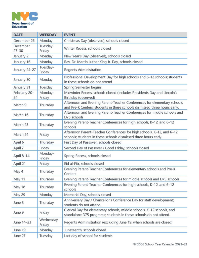 Calendar – P.S. 272 Curtis Estabrook School